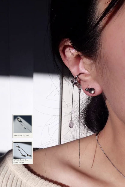 REI silver / double chain ear cuff