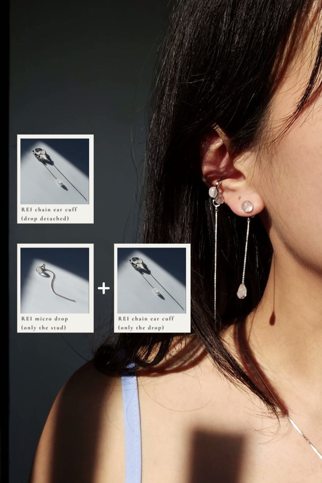 REI silver / multiway chain ear cuff