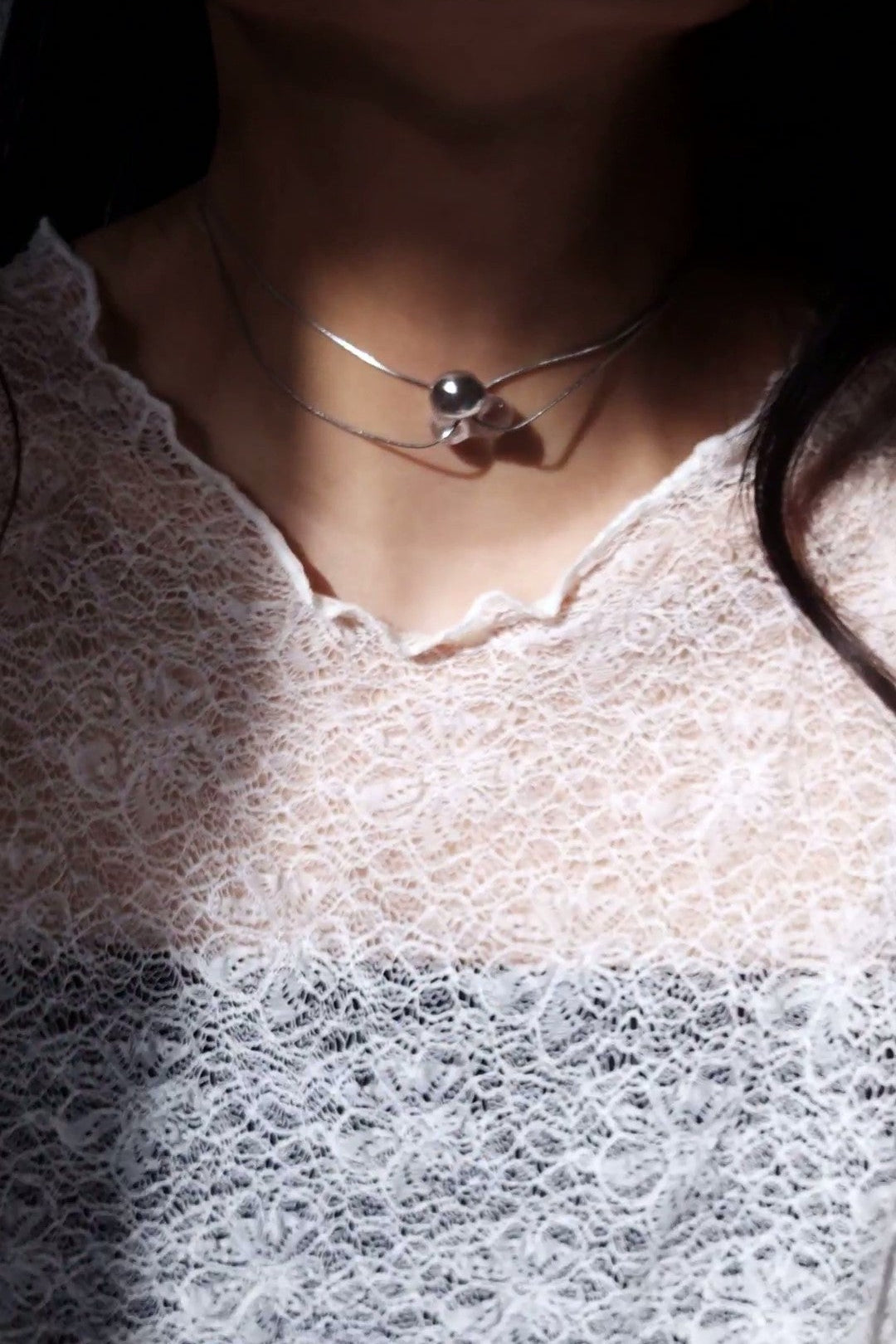 REI silver / tie necklace - triangle