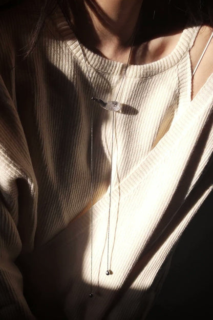 REI silver / tie necklace - flow