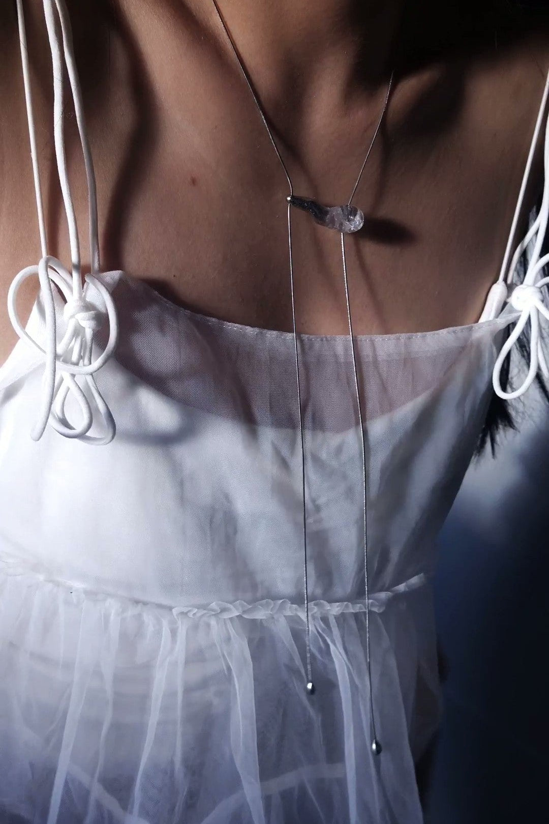 REI silver / tie necklace - flow