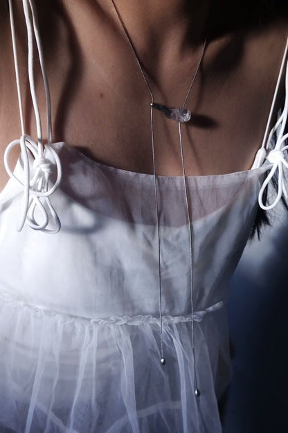 REI silver / tie necklace - flow