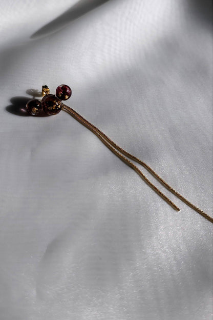 dark cherry convertible chain earring with removable chains