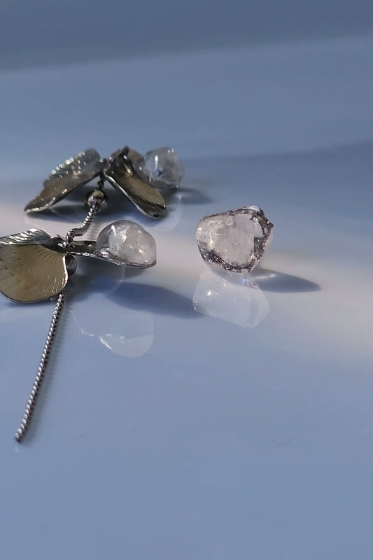handmade silver floral melting ice convertible drop earring 