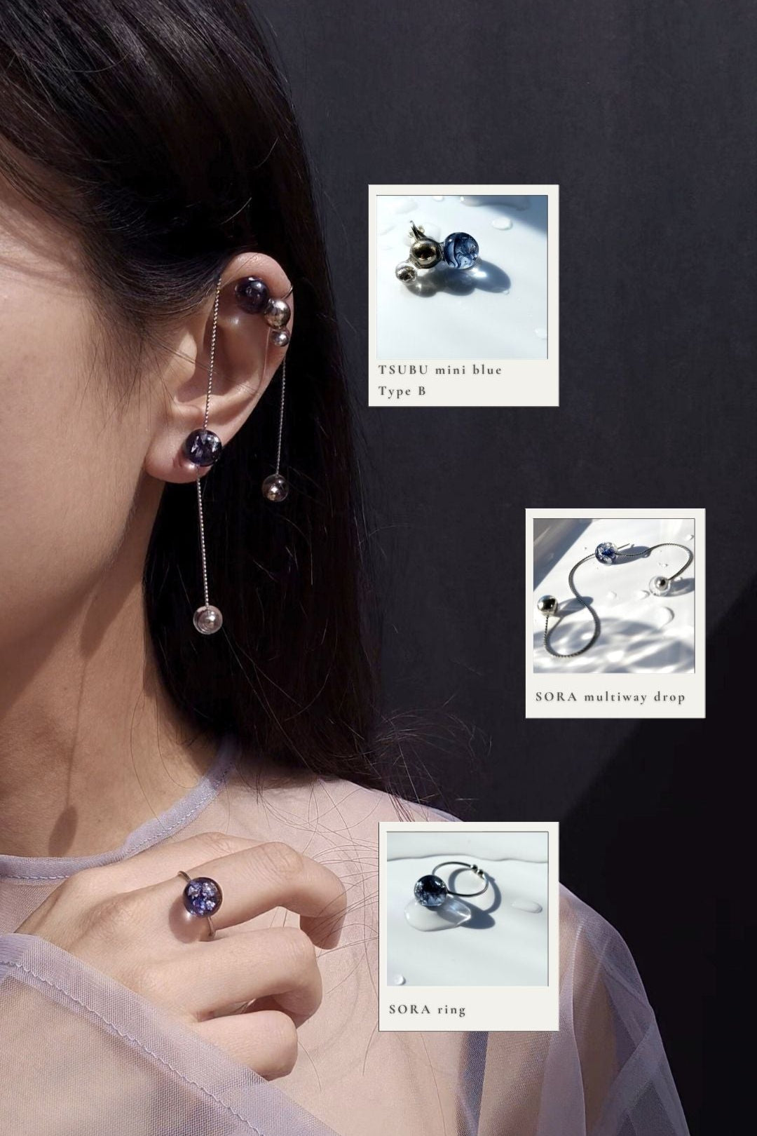TSUBU mini blue / ear climber