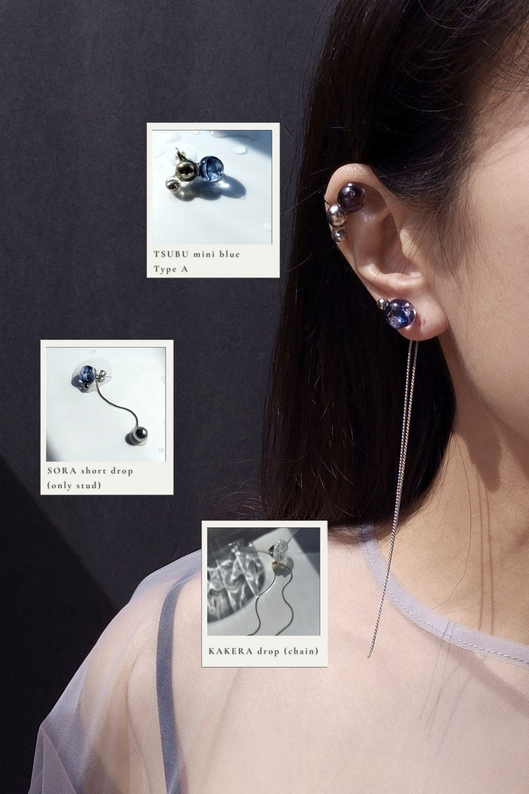 TSUBU mini blue / ear climber