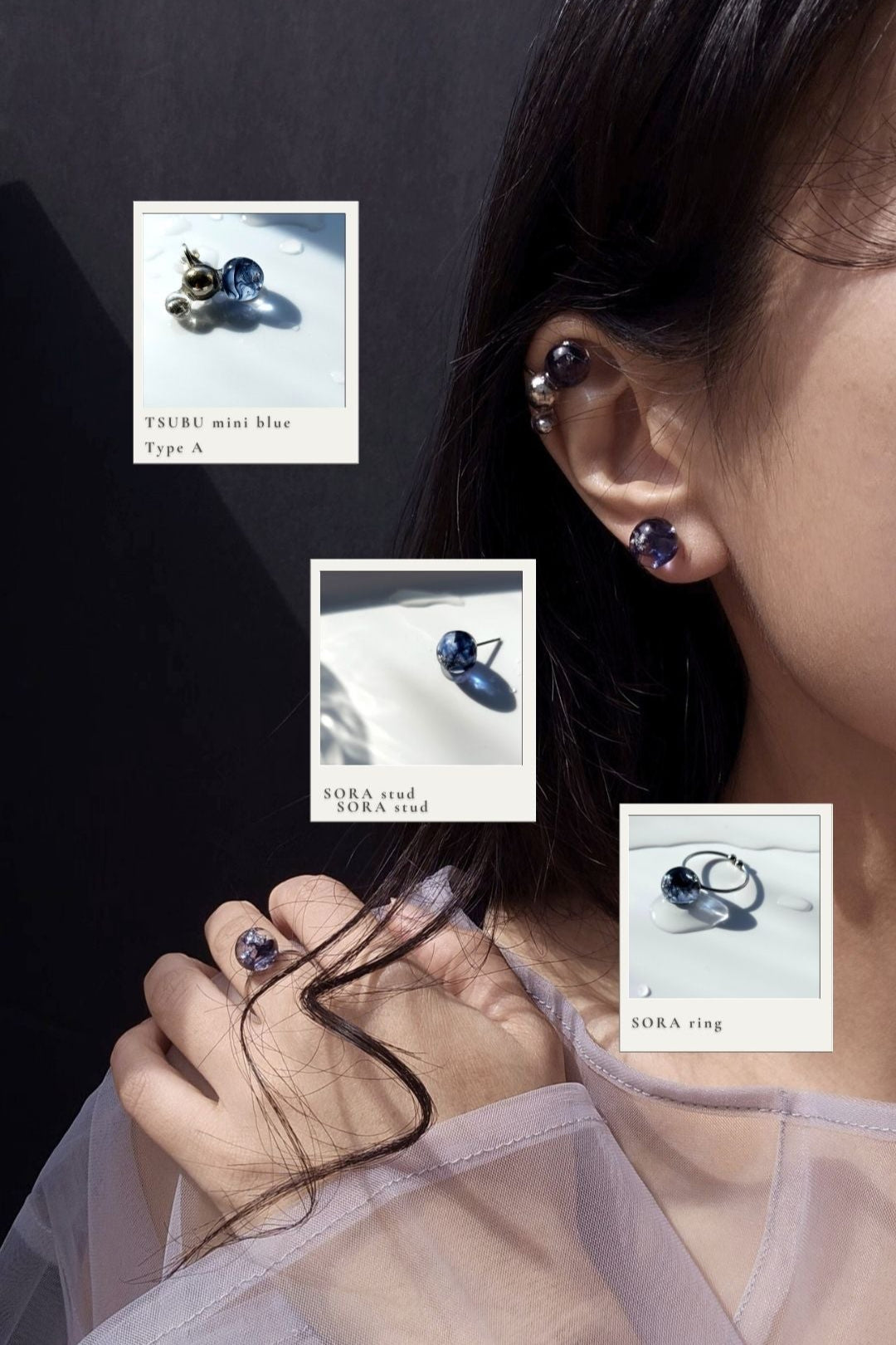 TSUBU mini blue / ear climber