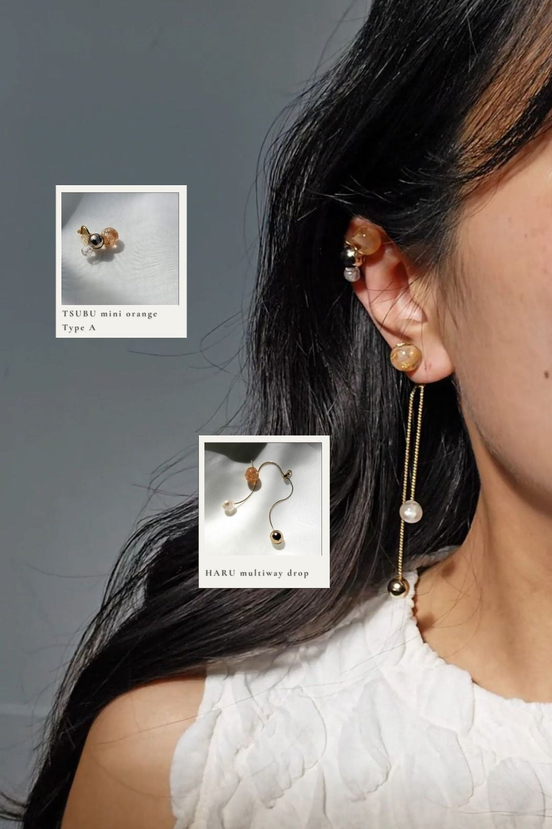 TSUBU mini orange / ear climber