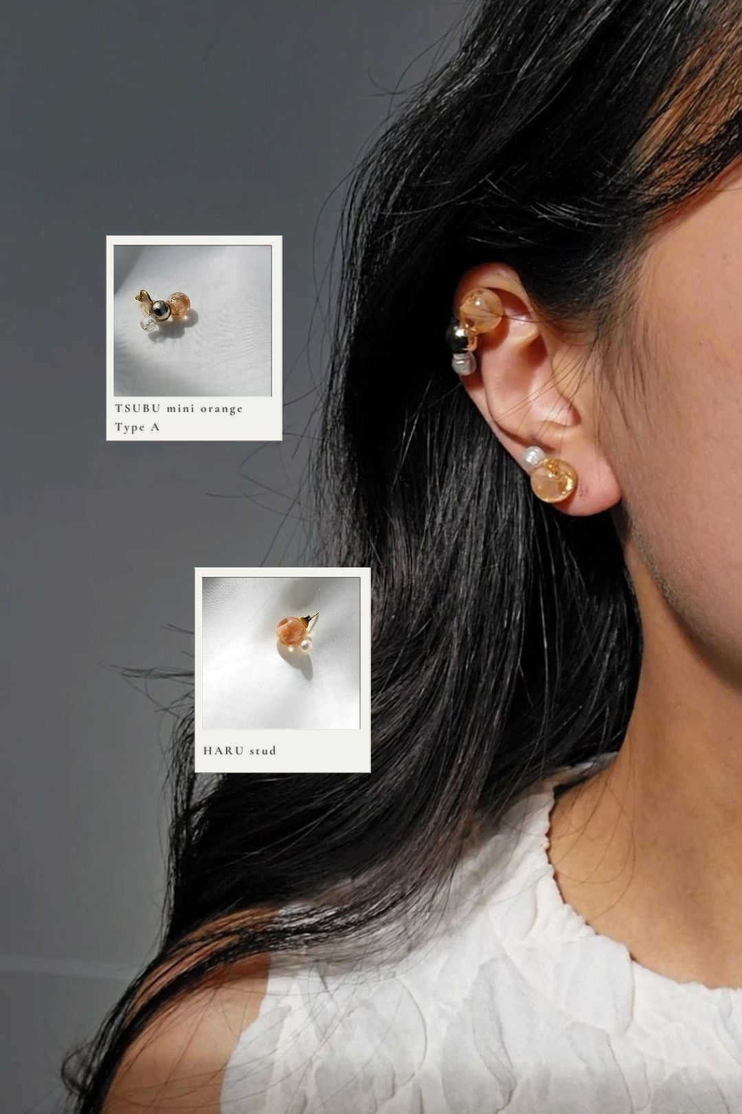 TSUBU mini orange / ear climber