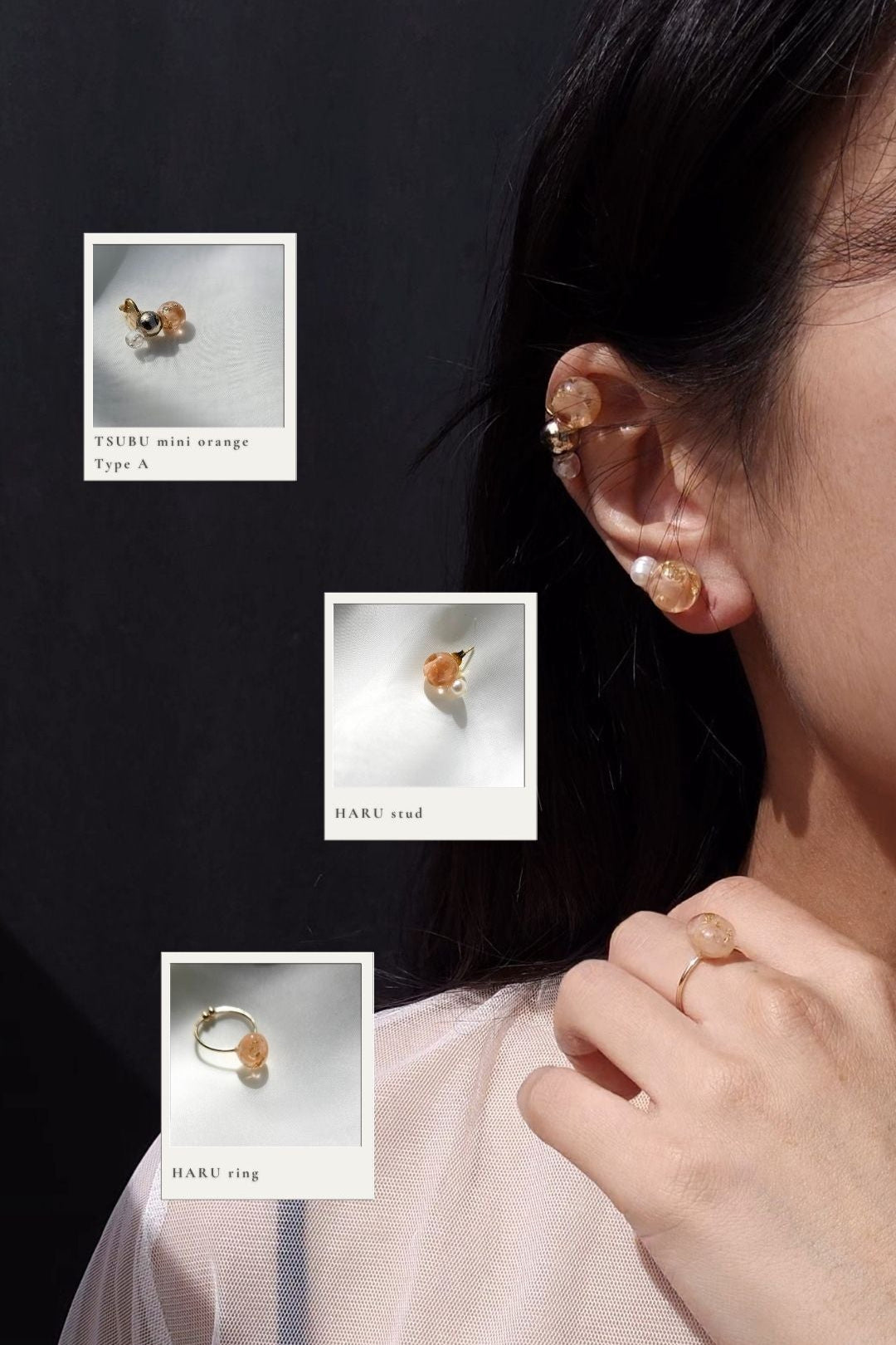 TSUBU mini orange / ear climber