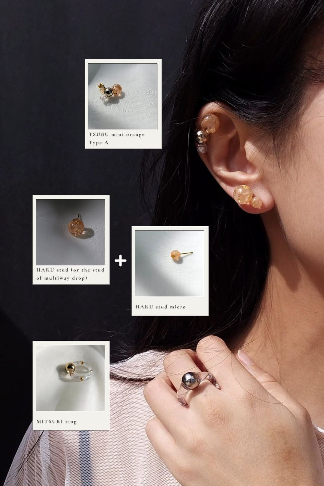 TSUBU mini orange / ear climber