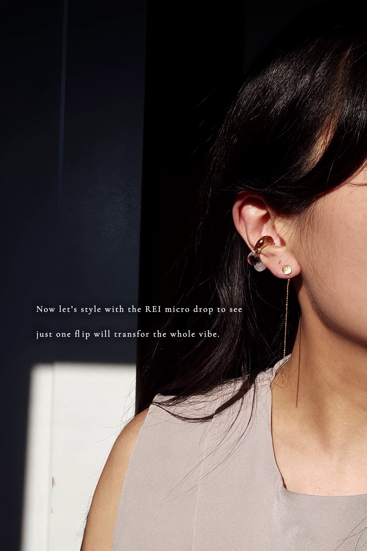 REI gold / reversible ear cuff