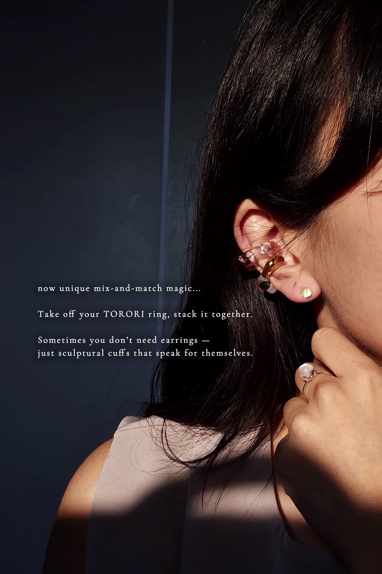 REI gold / reversible ear cuff