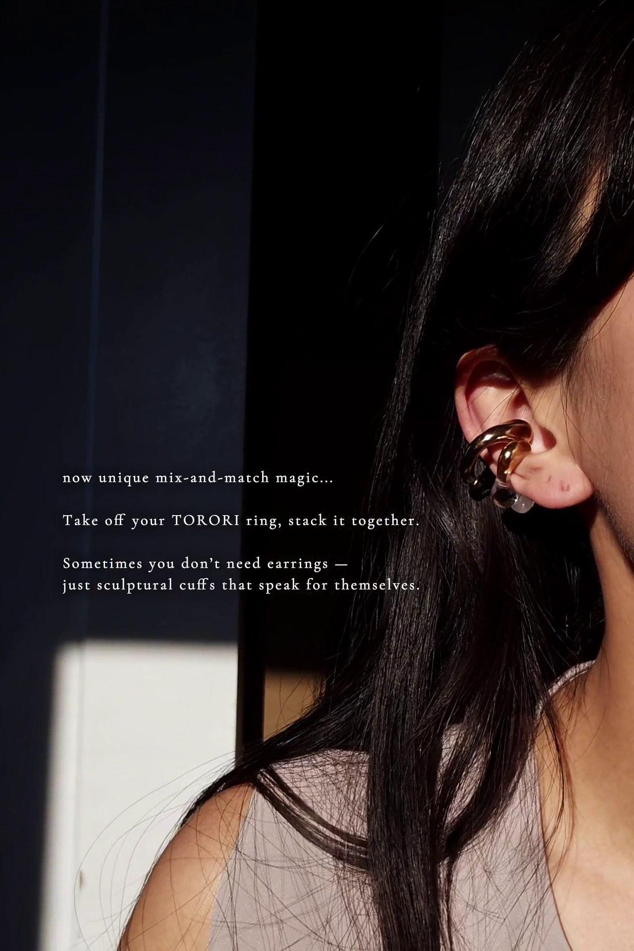 REI gold / reversible ear cuff