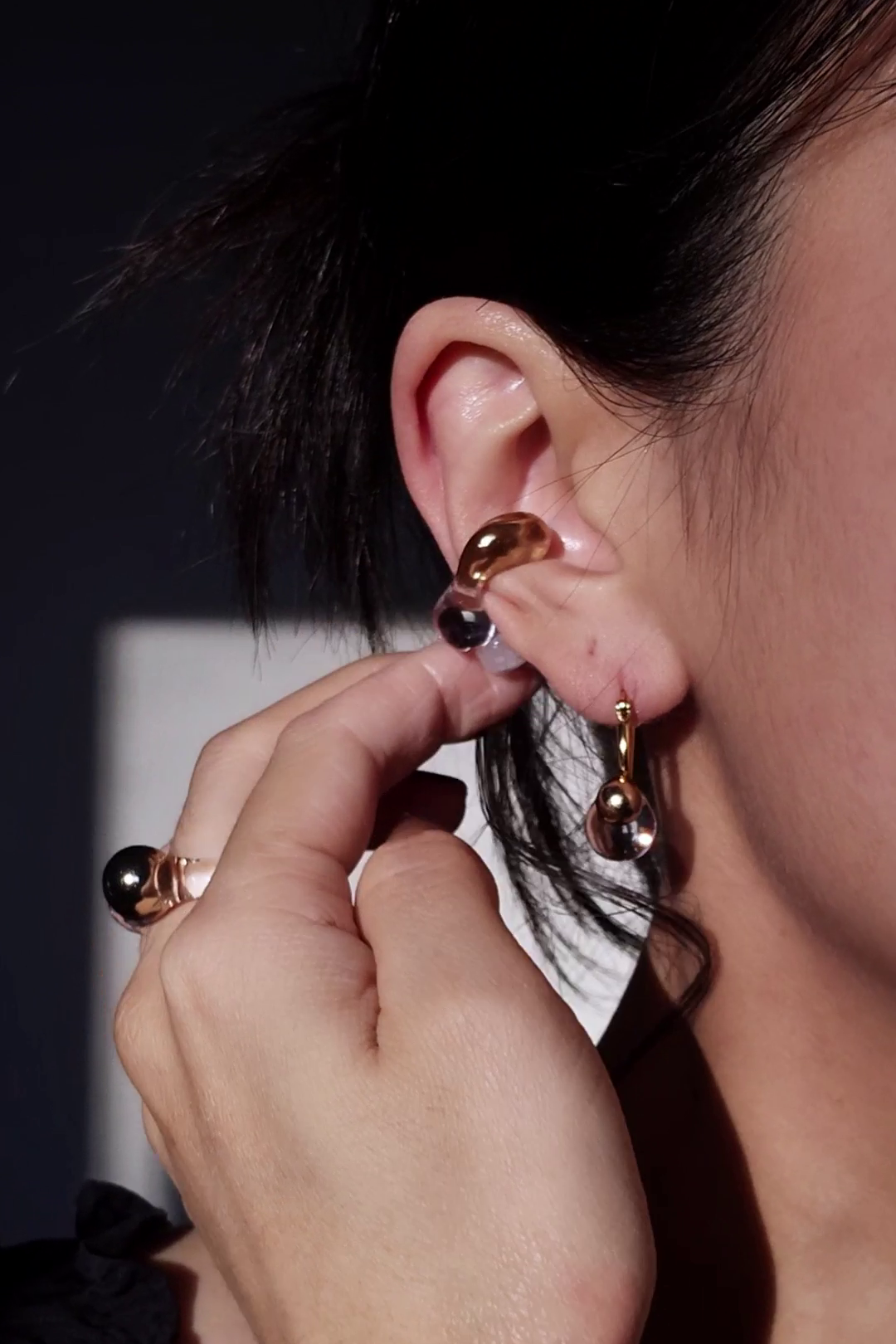 REI gold / reversible ear cuff