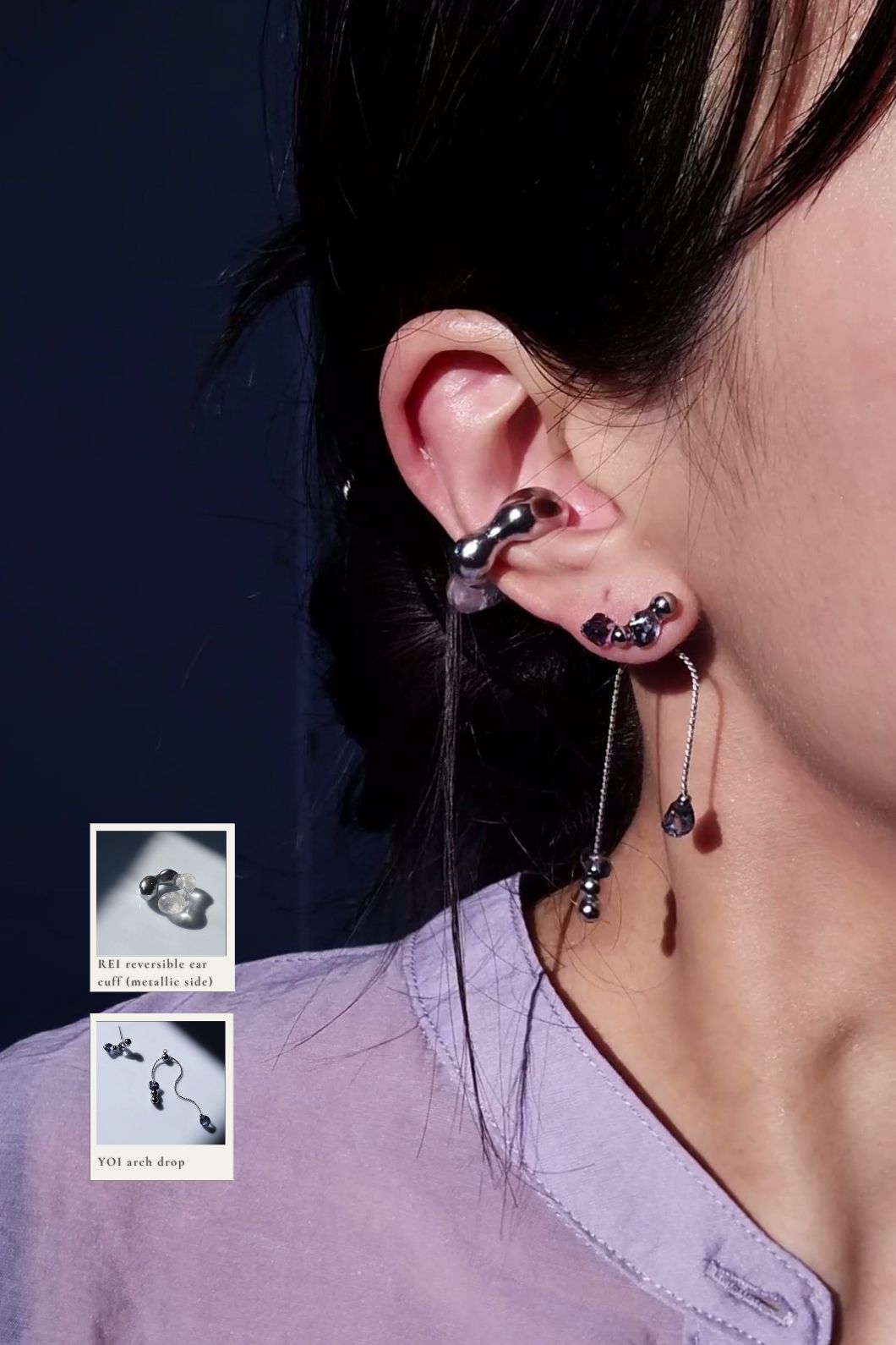 REI silver / reversible ear cuff