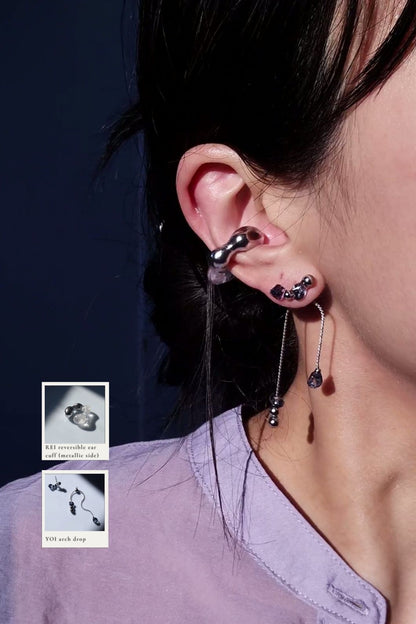 REI silver / reversible ear cuff