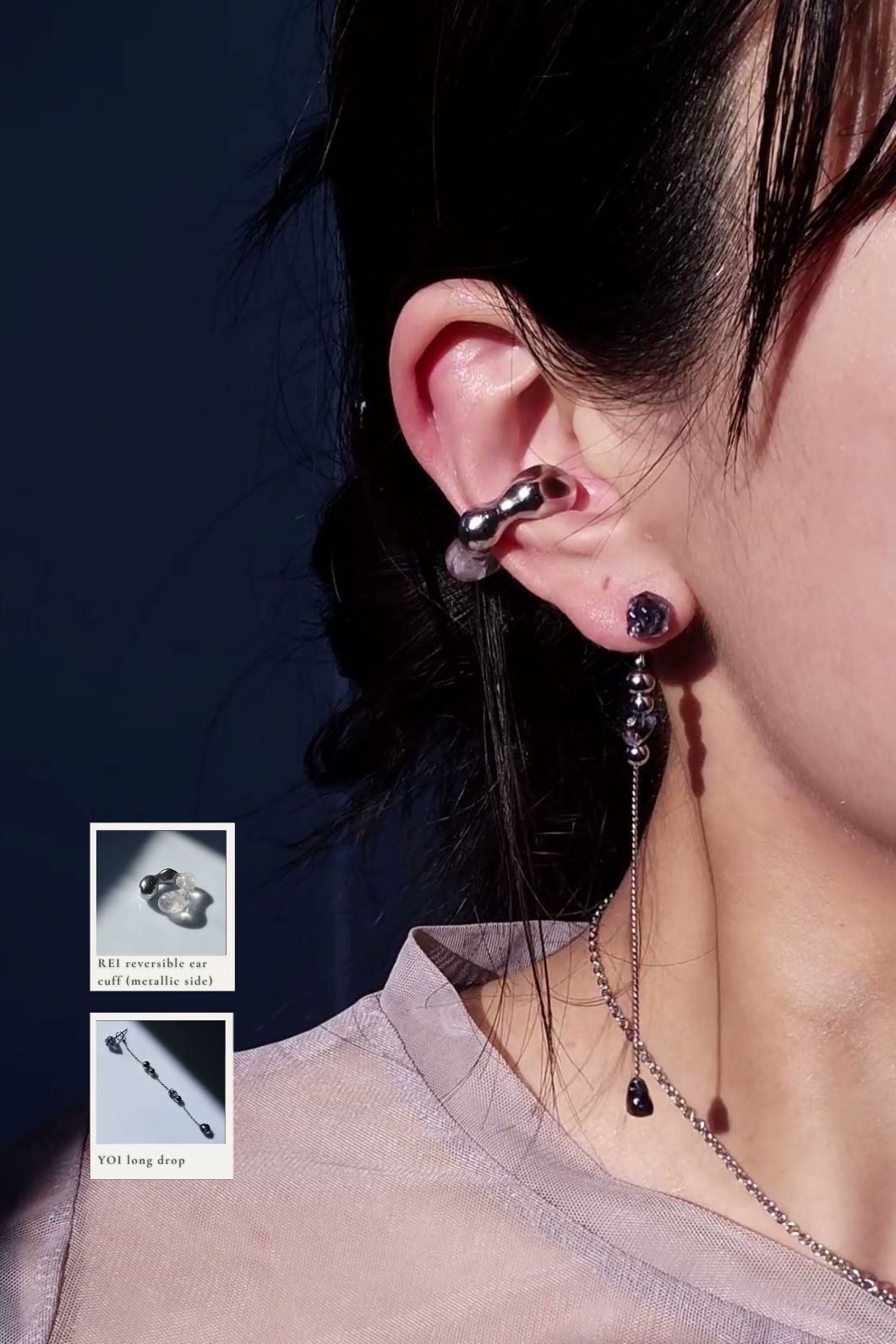 REI silver / reversible ear cuff