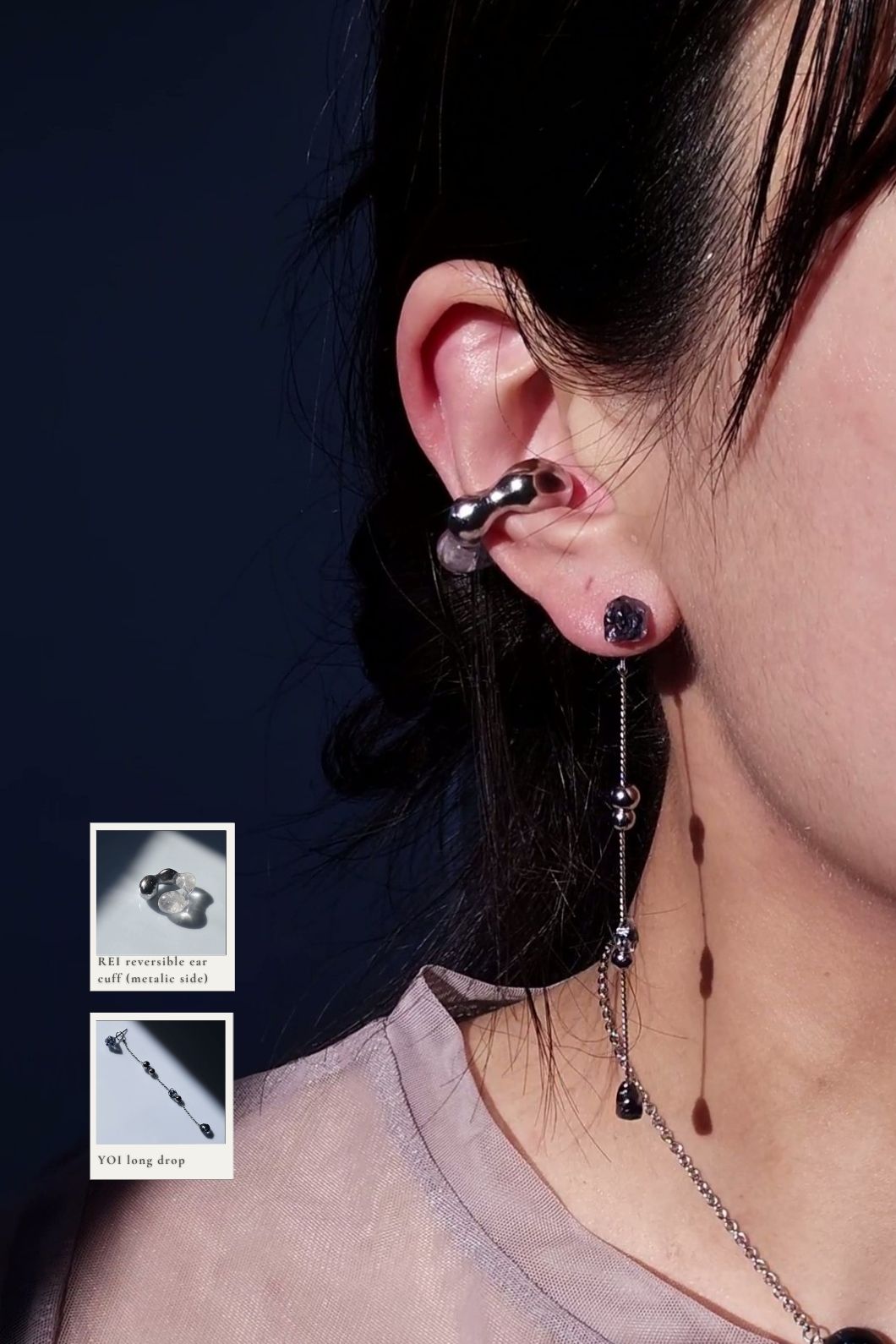 REI silver / reversible ear cuff