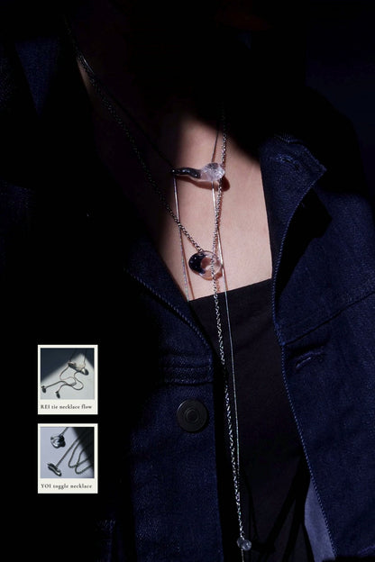 REI silver / tie necklace - flow