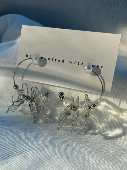 Rokka Clear Resin Petal & Freshwater Pearl Floral Earrings on Tag3